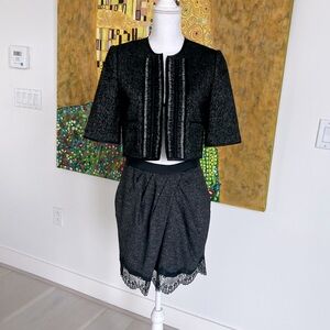 BCBGMAXAZRIA TWEED JEACKET SKIRT SET SIZE S